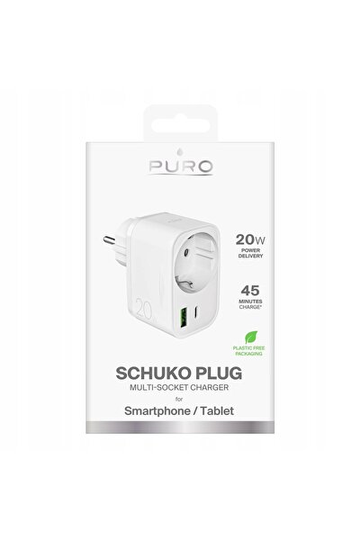 NO BRAND Încărcător de perete USB-A USB-C Schuko PD 20W - Alb