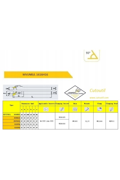 NO BRAND MVUNL 1616 sculă de strunjire pliabilă pentru VNMG16, cu filet pe st...