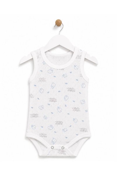 H&C COOLBOY H&C Baby Sleeveless Snap-On Bodysuit 100% Cotton Jacquard Lamb Pa...