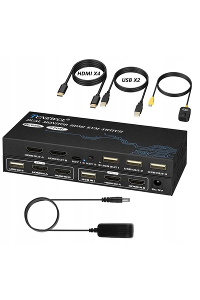 Digitus Comutator KVM HDMI 4K 60Hz cu 2 porturi, 2xUSB, Audio și IR