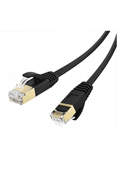 Tradebit Cablu de rețea LAN Ethernet SFTP CAT7 plat, negru, 15m