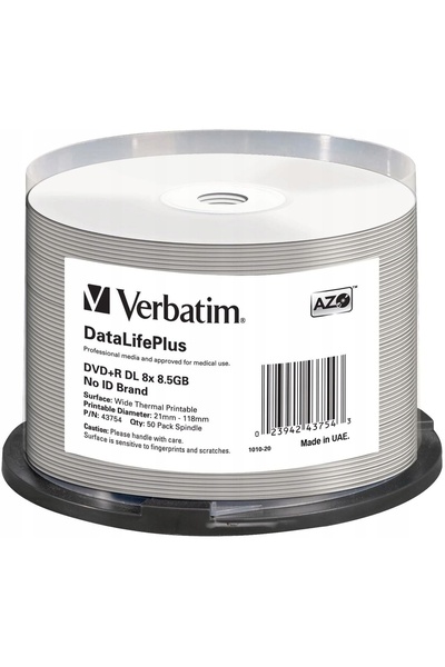Verbatim DVD+R DL DataLife Plus 8.5GB 8x Imprimabil termic (Spindle 50)