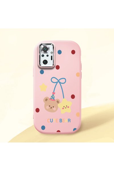 Hontinga Redmi Note 10 Pro Compatible Case with Camera Protection Pink Silico...