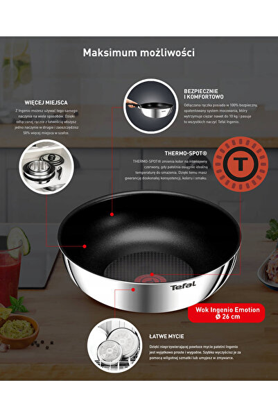 TEFAL Tigaie wok Ingenio Emotion L8977774 26 cm