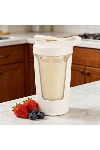 NO BRAND Shaker electric pentru proteine 450ml, blender fitness USB, alb sport