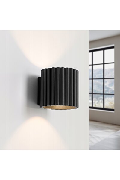 Sollux Lighting Aplică de perete neagră tubulară ondulată stil loft AURA G9 S...