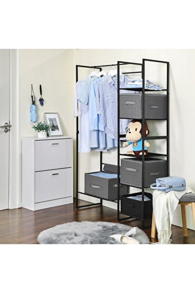 VASAGLE Set de 3 cutii de depozitare cu capac, gri
