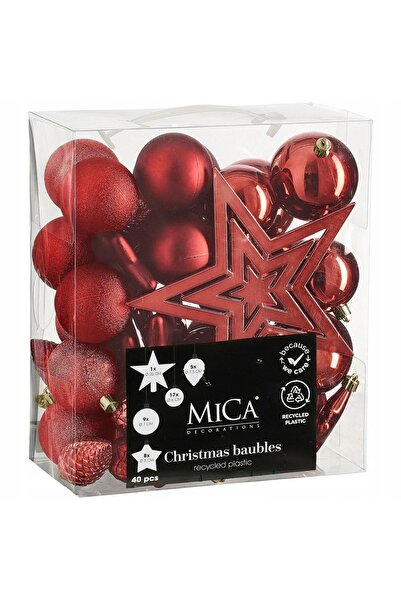 NO BRAND BOMBKI Crăciun Glob de plastic ornamentat BOMBKI HAT Set 40 bucăți MICA