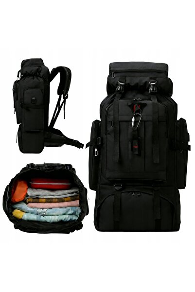 NO BRAND Rucsac de călătorie și munte de 80L, cu port USB, impermeabil, negru