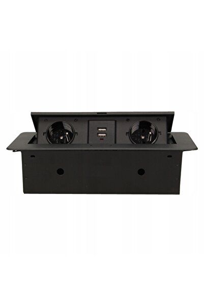 Orno Priză încastrată în blat, dublă, cu 2 prize, 230V, USB, neagră, 3600W