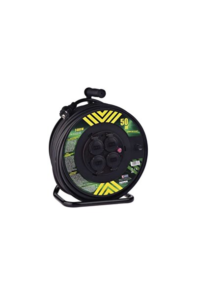 NO BRAND EMOS P084501 Cablu prelungitor de grădină pe tambur, negru, 4 poli, ...