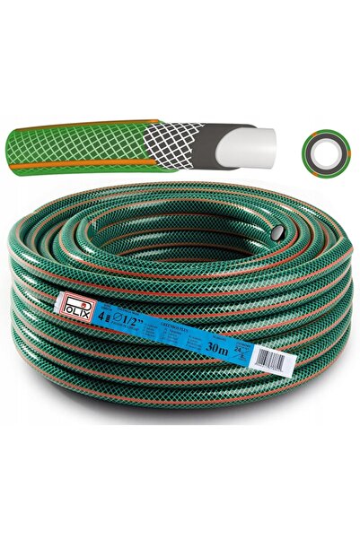 NO BRAND Furtun de grădină din cauciuc 1/2 " 30m 4 straturi armat, fabricat î...