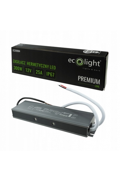 NO BRAND Sursă de alimentare LED PREMIUM 12V 300W 25A impermeabilă IP67, gara...