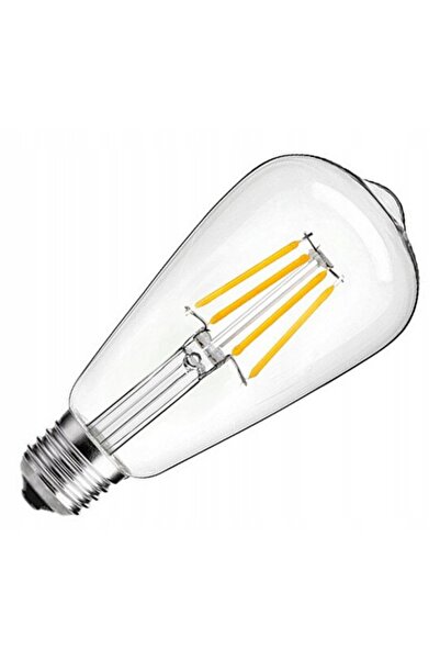 NO BRAND 6x Bec LED cu filament E27 ST64 6W, lumină albă CALDĂ, retro, transp...