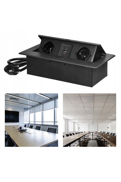 Orno Priză retractabilă pentru mobilier cu încărcător, 2x USB A+C, cablu 1.5m...