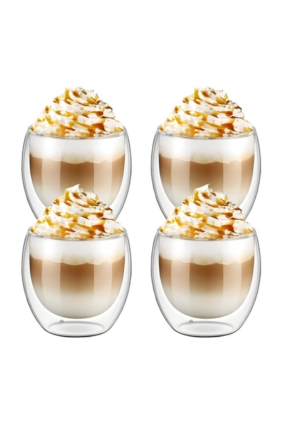 MACVI Set de 4 pahare cu perete dublu — Eleganță și rezistență la căldură 🥤 ✨