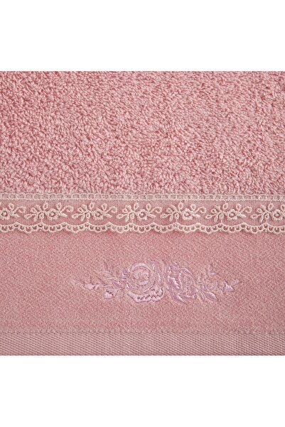 Eurofirany Prosop de baie SISI 70x140 cm, broderie roz, elegant și stilat pen...
