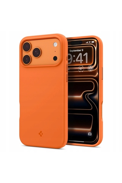 Spigen Husă din silicon compatibilă MagSafe pentru iPhone 17 Pro Max Portocal...