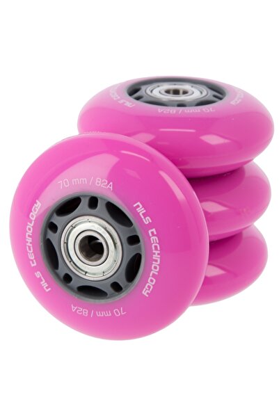 Nils Extreme Roți cu role din cauciuc roz de 70 mm, set de 8 Rulmenți ABEC-7 ...