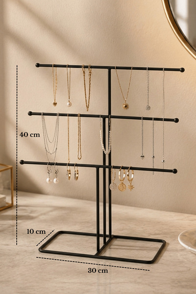 Edora Home Black 6-Arm Metal Jewelry Stand - Necklace, Earring, Bracelet Orga...