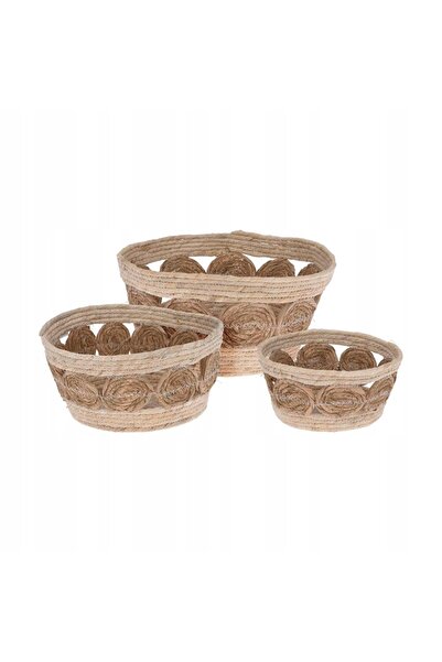 H&S Decoration Set de coșuri din iută, împletite, Patera, 3 bucăți