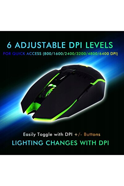 NO BRAND LYCANDER LMC378 Mouse de gaming cu fir USB pentru PC, 6400 dpi, LED,...