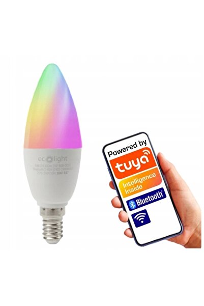 ecolight Bec LED inteligent tip lumânare E14 5W RGB+CCT Tuya Bluetooth 10 bucăți
