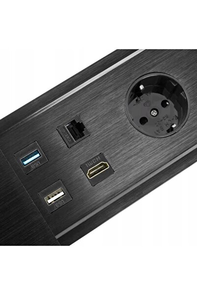 Spacetronik NABLATOW priză retractabilă 2x USB Mediaport argintie