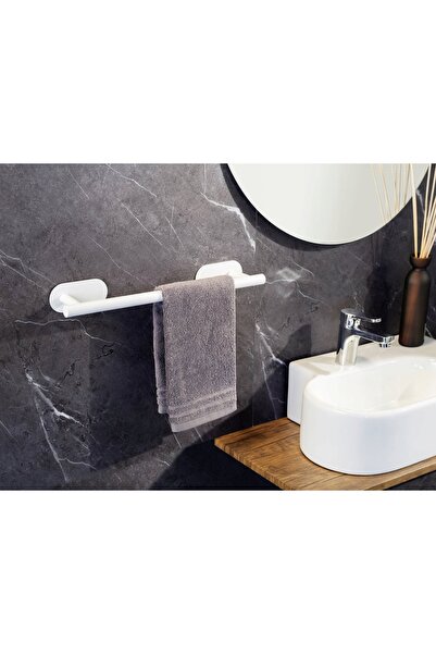 Wenko Suport prosoape baie metalic, fără găurire, alb, 60cm