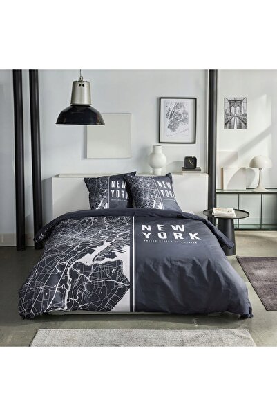 Today Lenjerie de pat din bumbac 220 x 240 cm cu motiv hartă New York, 2 perne