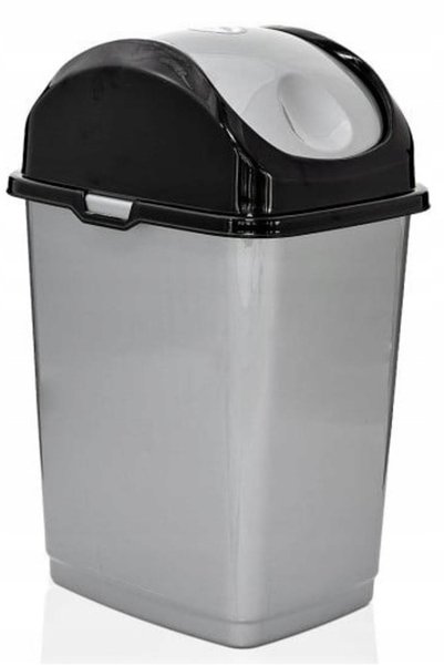 NO BRAND Coș de gunoi cu capac batant, 35l, din plastic, capacitate mare, gri