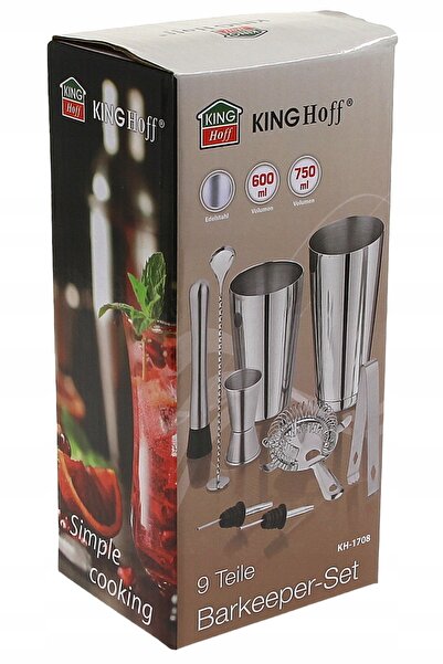 Kinghoff SET BAR MARE SHAKER MIXER BĂUTURI 9 piese