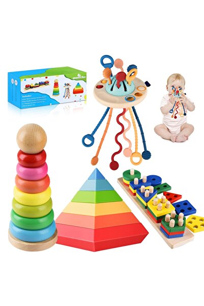 MONTESORİ Set Jucării Senzoriale și Educaționale Montessori din Lemn și Silic...