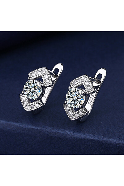 Choice silver color 925 Sterling Silver Earrings For Women Round Zircon Earri...