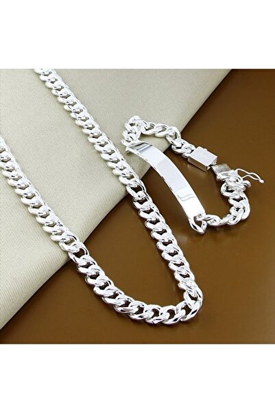 choice2 50cm and 20cm Silver Noble Fine 925 Sterling Silver Solid 10MM Chain ...