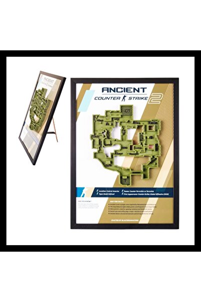 Lineex Counter-Strike 2 Ancient Haritası 3D Çerçeveli Duvar Tablosu | CS2 Anc...