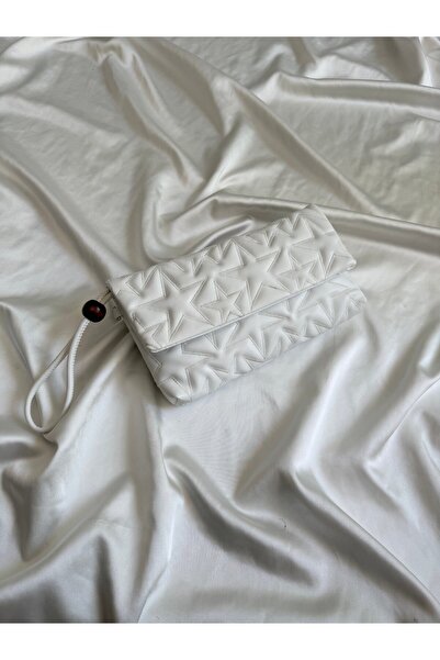 Mia Collection Star Cover Model Clutch Bag, Portfolio Bag, Handbag White