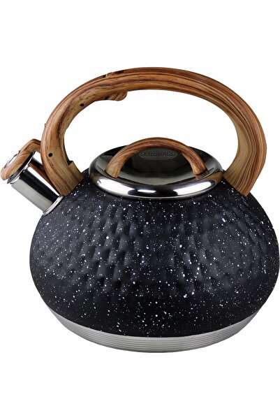 Brunbeste CEAȘCĂ cu fluier, 3 L, marmorat negru cu valuri
