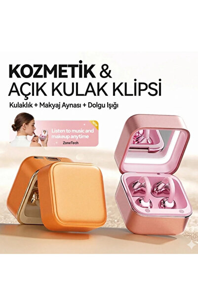 TEKNO-PASAJ Makyaj Aynalı Küpe Tasarım Led Işıklı Kablosuz Kulaklık BT 6,0
