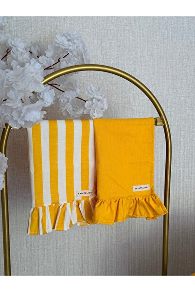 KaiAtelier Lemonade 2Li Keten Fırfırlı Kurulama Bezi / Fırın Örtüsü