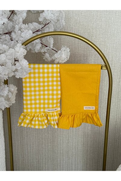 KaiAtelier Lemonade 2Li Keten Fırfırlı Kurulama Bezi / Fırın Örtüsü