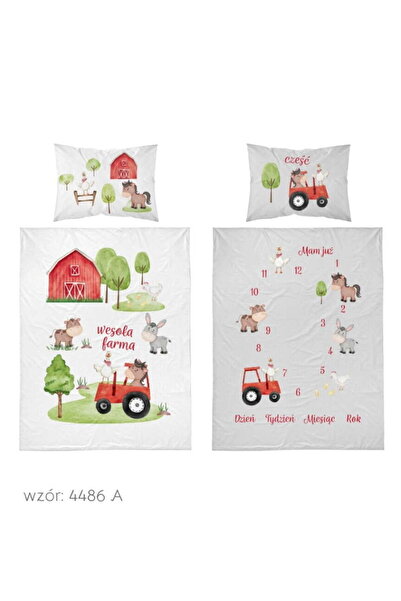 Detexpol Lenjerie de pat pentru bebeluși 100x135 Tractor Fermă BUMBAC