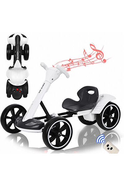 OEM Kart electric pliabil cu telecomandă, muzică și lumini LED – Alb, Motor 6V