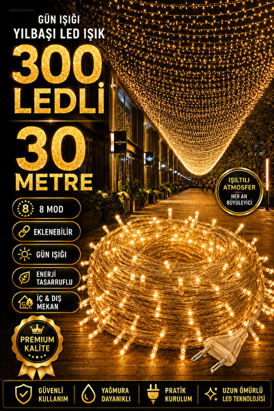 nelerbulurum 300 Ledli 30 Metre Fişli 8 modlu Animasyonlu eklenebilir özellik...