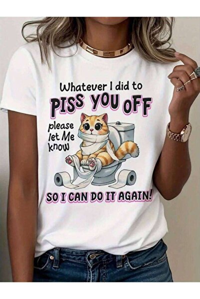 2BIR T Shirts Top - Men's Cat On Toilet Graphic T-Shirt, "Whatever Did To You...