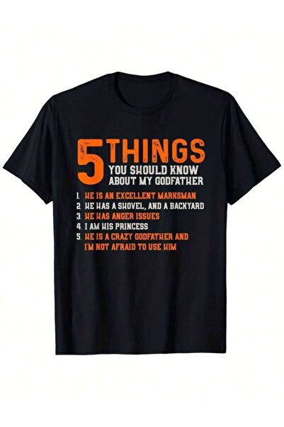 NOURAM Funny Godfather Goddaughter-Shirt - 5 Humorous Facts Graphic Tee Black...