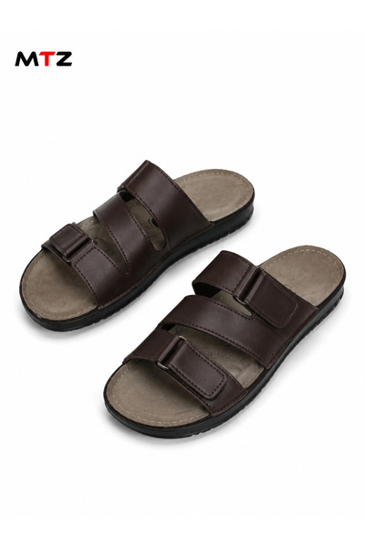 mtz Men's Adjustable Double Strap Sandals, Open Toe Slip-On Design with Hook-...