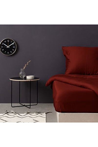 OEM Fitted bed sheet with elastic, 100% cotton, 150x200+30 cm, dark red