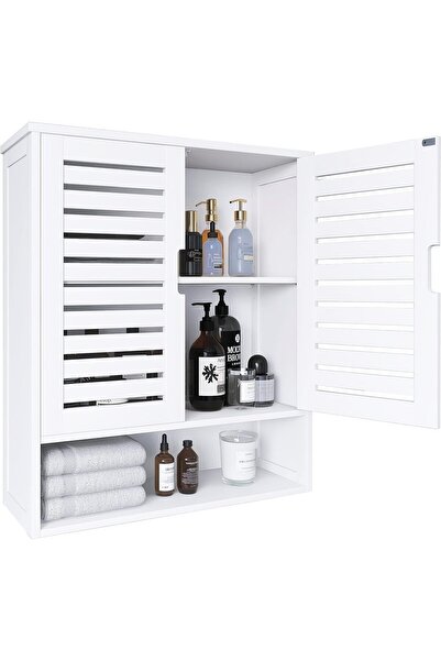 WISFOR Bathroom Wall Cabinet, Wall-Mounted Bamboo Medicine Cabinets, Over-Toi...