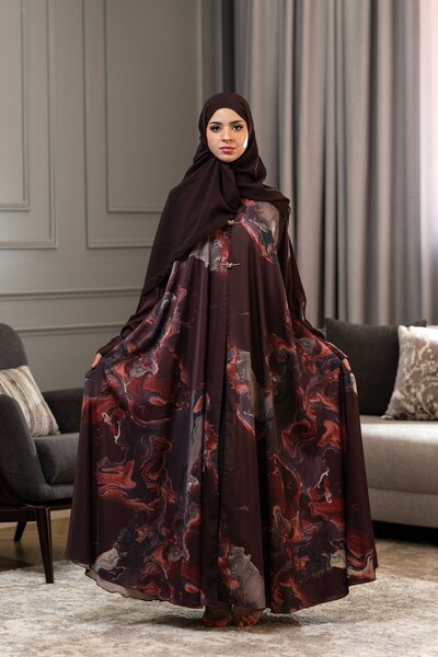 LAVİNİA Lavinia Women's Abaya Tik Tok Klosh Fabric Jacquard